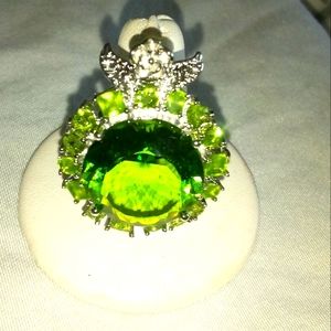 Huge green tsavorite cocktail ring Size 7